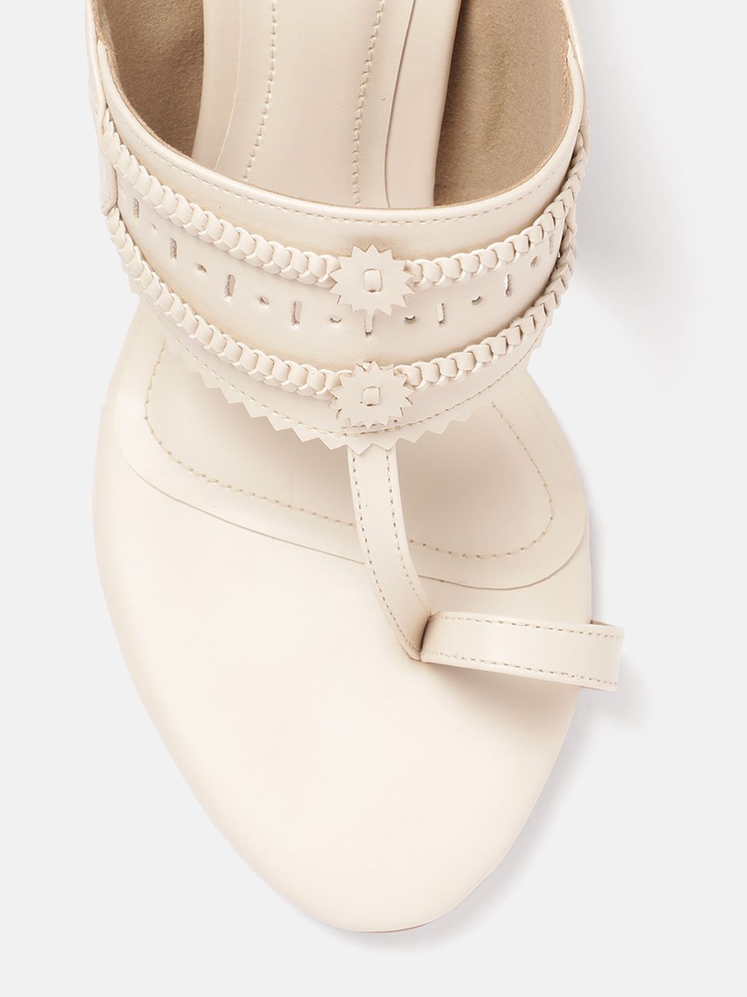 House of Pataudi Open Toe Woven Design Block Heels