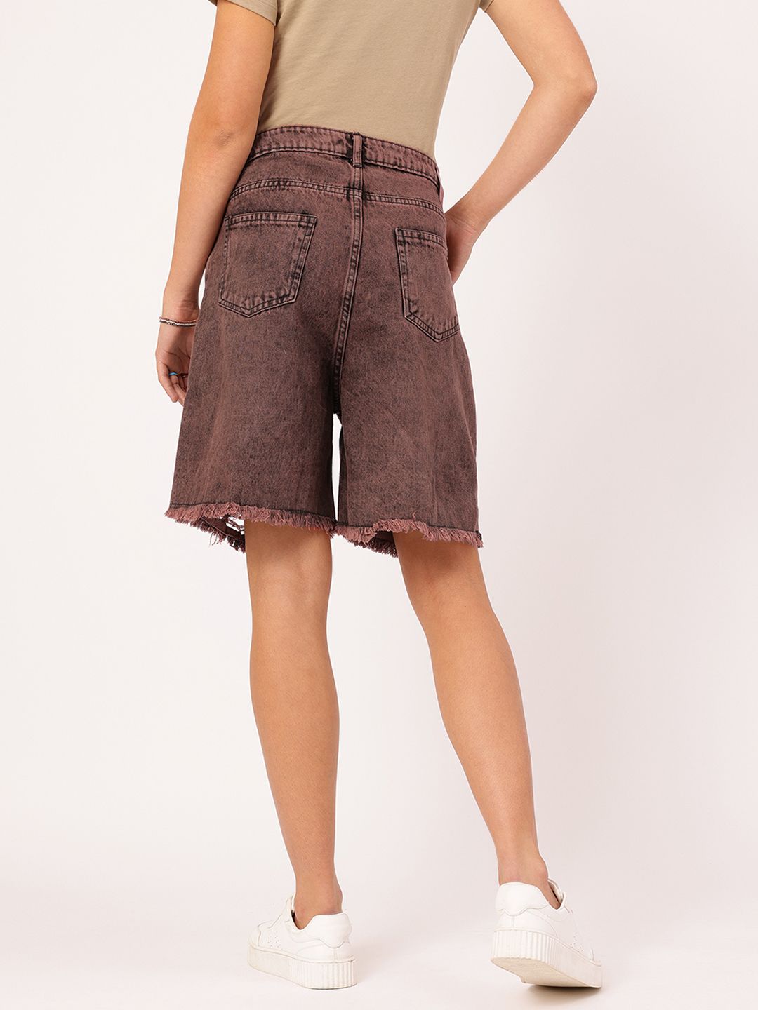DressBerry Women Elevated Denim Frayed Ripped Shorts