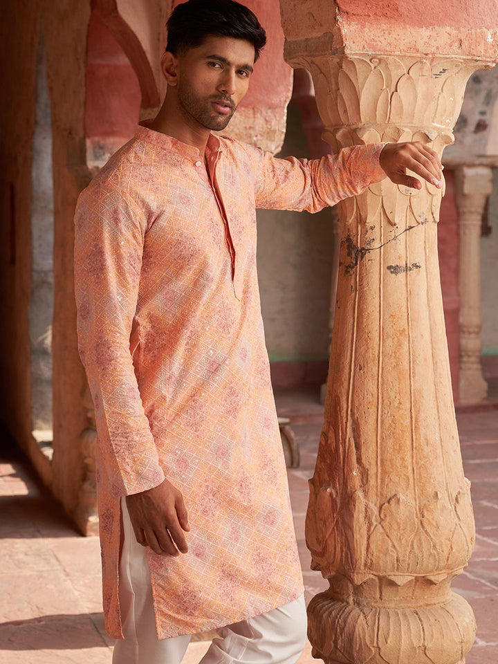 JOMPERS Geometric Collar Mandarin Collar Work Straight Kurta Lurus