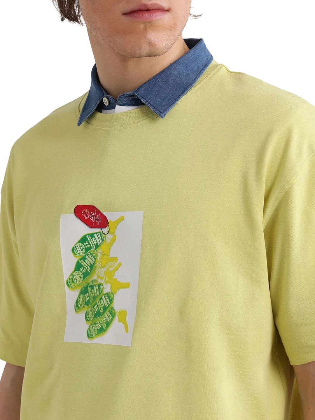 RARE RABBIT Men Graphic Printed Round Neck Cotton T-shirt