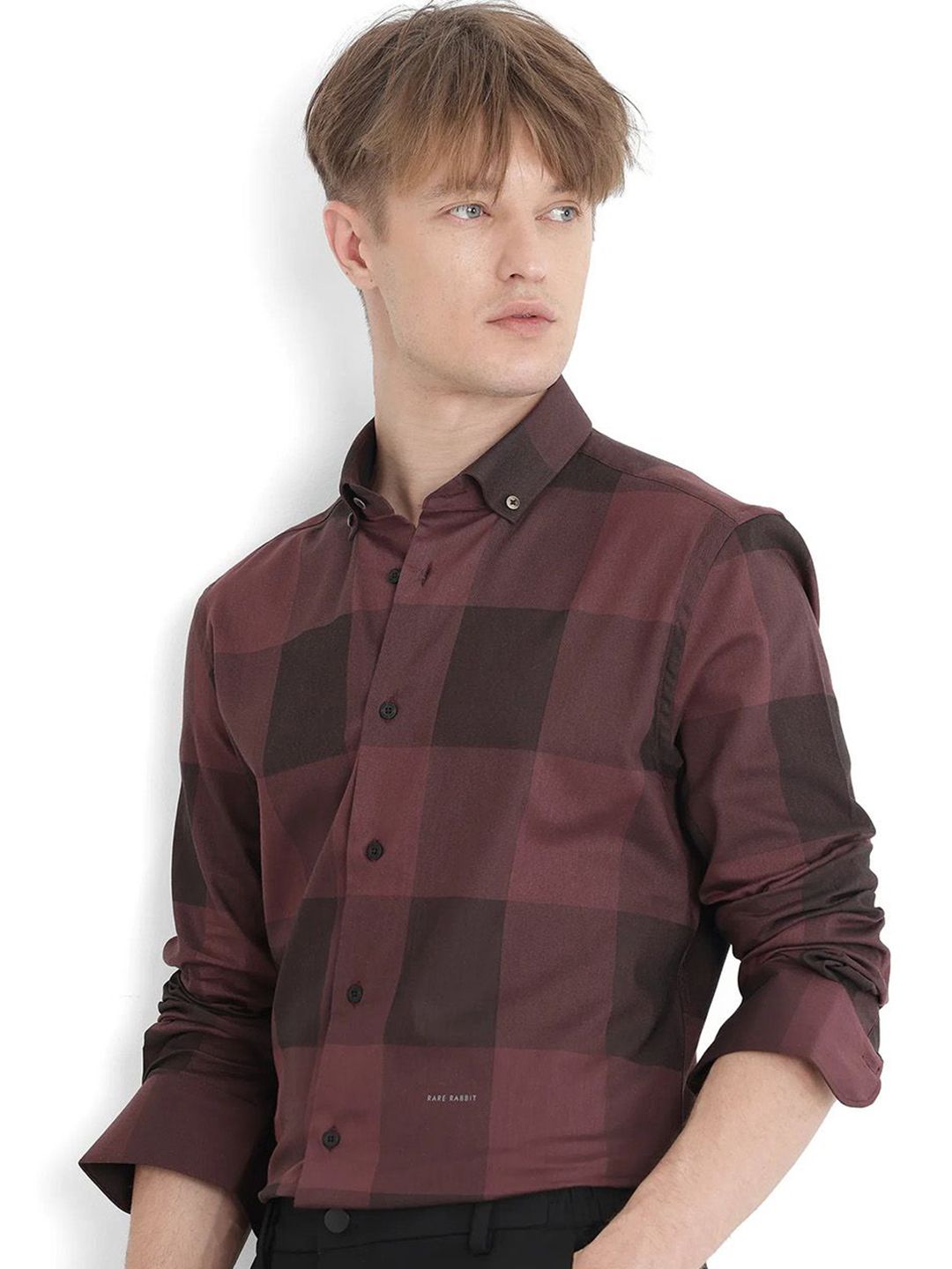 RARE RABBIT Men Comfort Opaque Checked Casual Shirt
