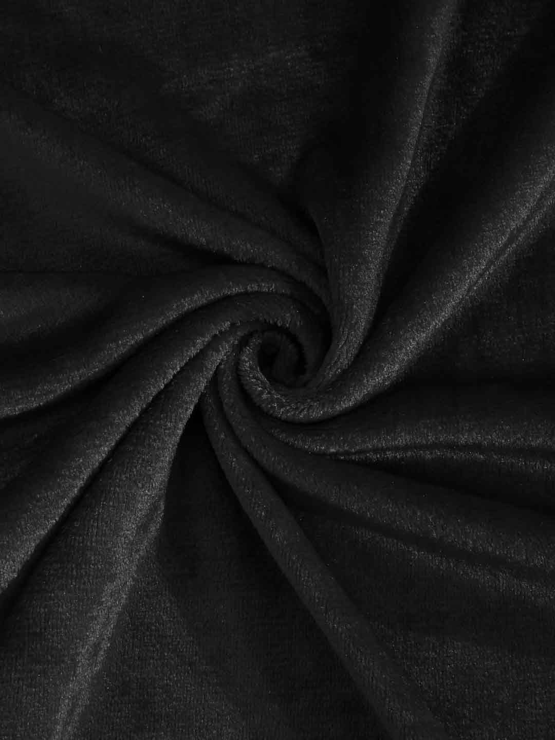 KLOTTHE Black Solid Flat 300 TC Woolen Single Bedsheet with 1 Pillow Cover