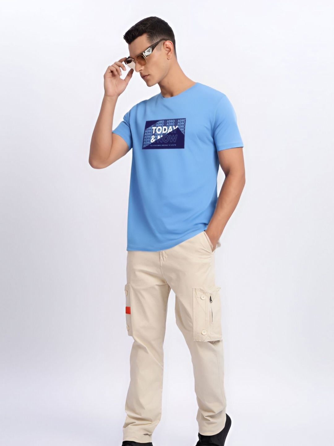 ADRO Men Typography Printed Round Neck Cotton T-shirt