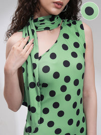 Tokyo Talkies Women Polka Dot One Shoulder Rib Midi Dress