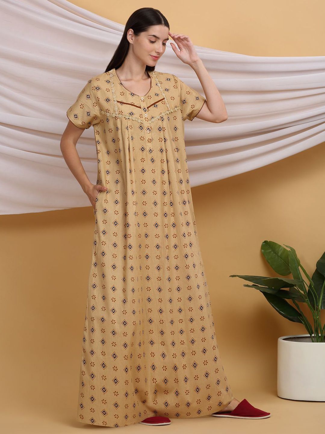 Sweet Dreams Printed Pure Cotton Maxi Nightdress