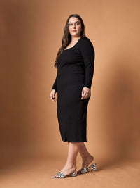 SASSAFRAS Curve Bodycon Midi Dress