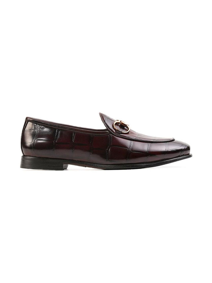 Monkstory Horsebit Smart Croc-Effect Slip-Ons Burgundy