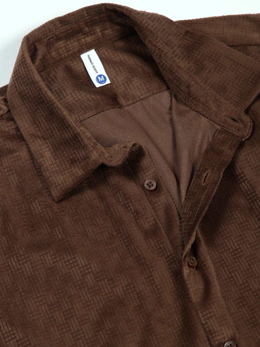 Thomas Scott Men Classic Spread Collar Textured Solid Slim Fit Casual Shirt