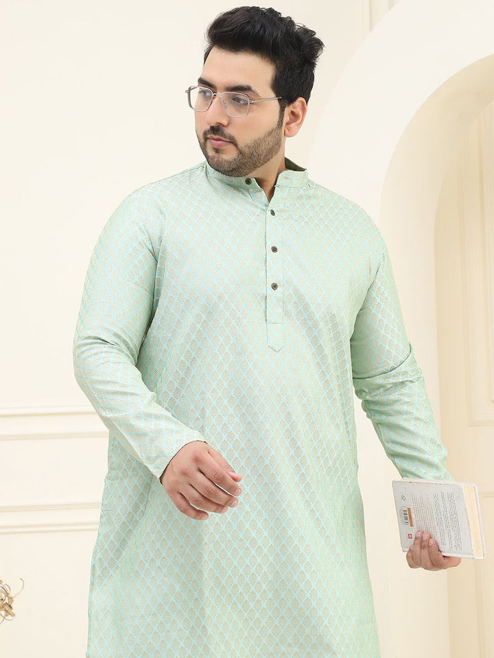 SOJANYA PLUS Motif Etnik Rekaan Tenunan Kurta Lurus Jacquard Dengan Pijama