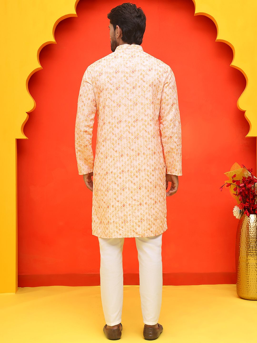 Jompers Men Embroidered Regular Sequinned Kurta with Pyjamas
