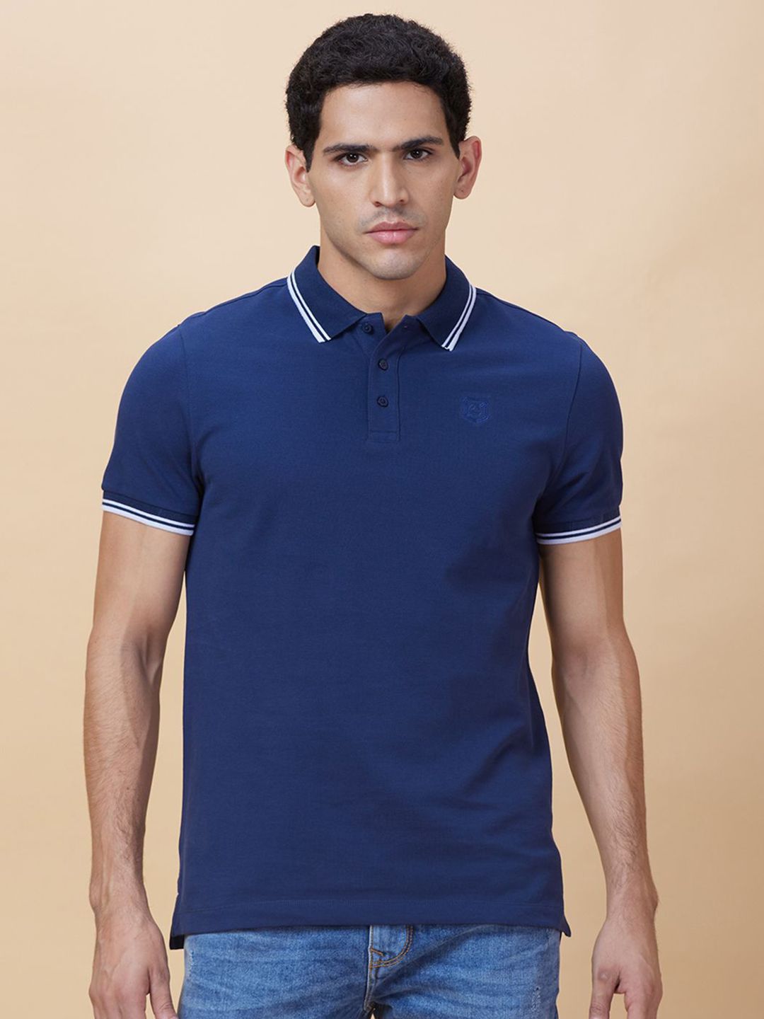 Being Human Men Solid Polo Collar Cotton T-shirt