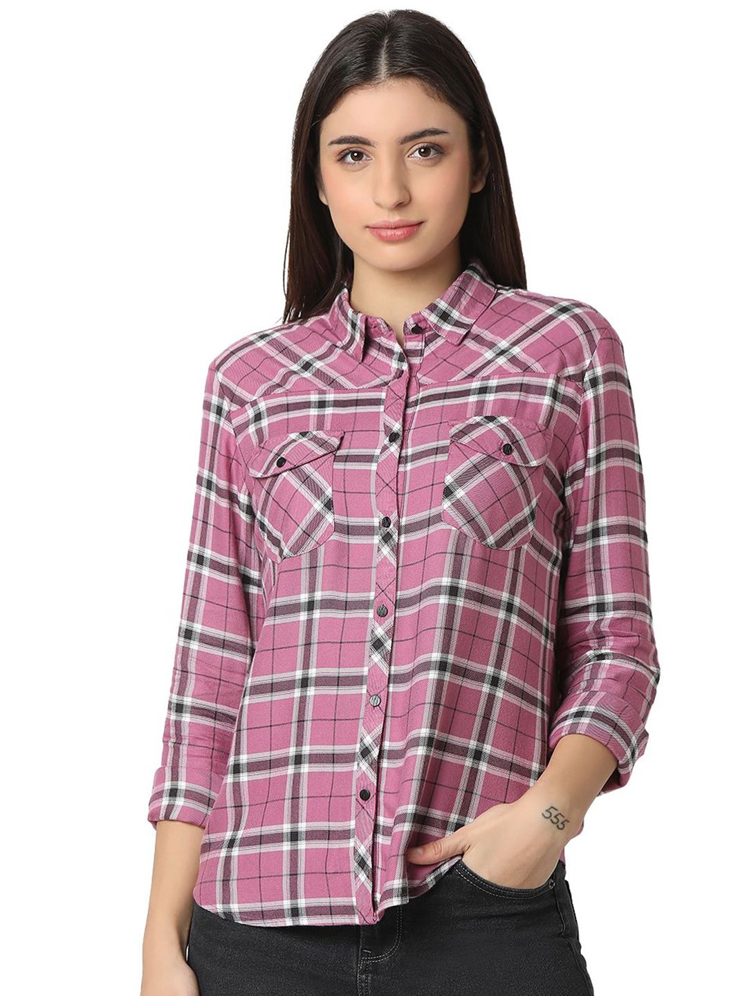 SPYKAR Women Opaque Checked Casual Shirt