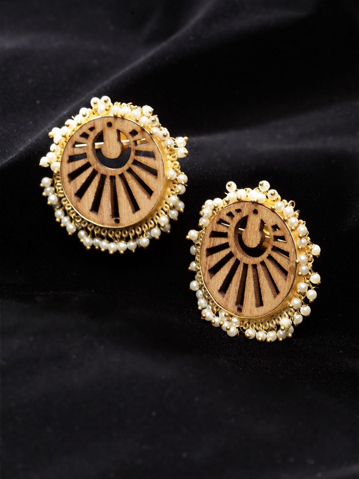 Anouk Gold-Plated Artificial Beaded Contemporary Drop Earrings