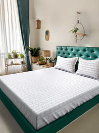 Myntra Elegant Homes White Floral 400 TC Bedsheet with 2 Pillow Covers