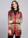 Monte Carlo Women Self Design V-Neck Long Sleeves Woollen Cardigan
