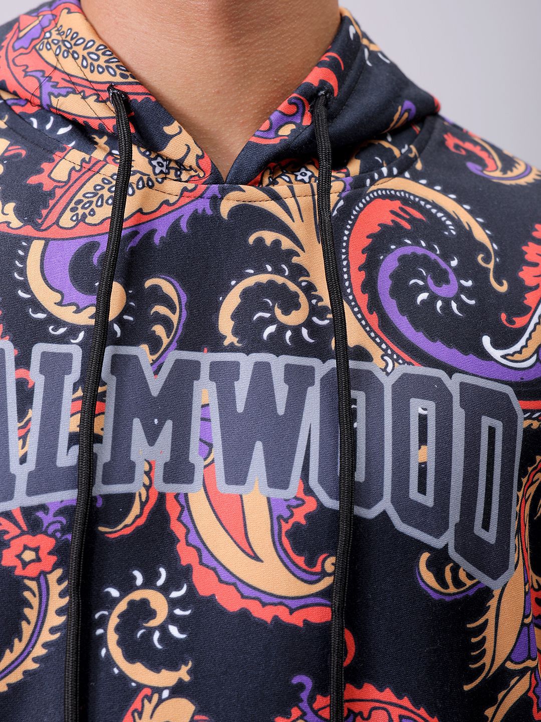 The Indian Garage Co Men Abstract Printed Hooded Sweatshirt