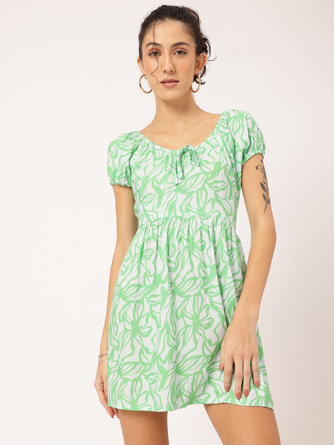 DressBerry Floral Frenzy Smocked Mini Dress