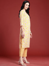 Anouk Floral Printed Pure Cotton Kurta with Trousers & Dupatta