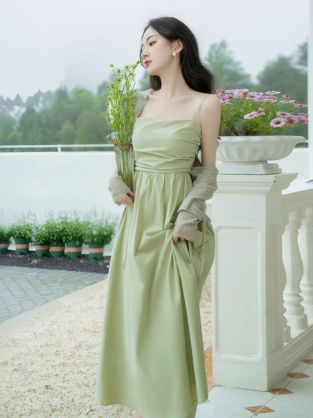 DressBerry Shoulder Straps Fit & Flare Maxi Dress