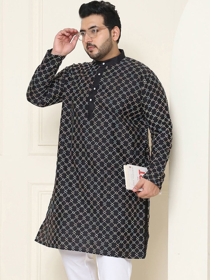 SOJANYA PLUS Geometric Printed Mandarin Collar Regular Straight Kurta