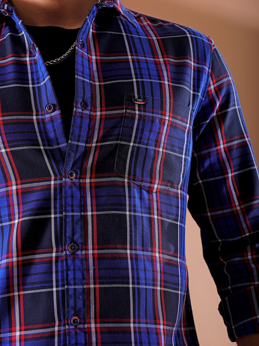 The Indian Garage Co Men Slim Fit Tartan Checks Casual Shirt