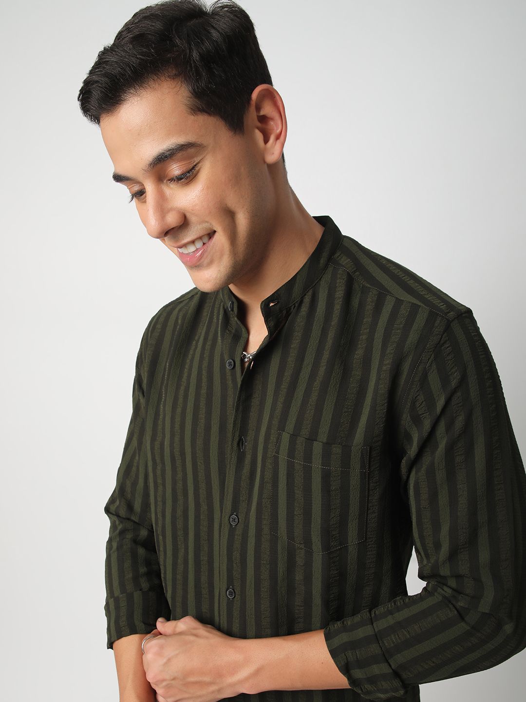 VASTRADO Men Classic Slim Fit Opaque Striped Casual Shirt