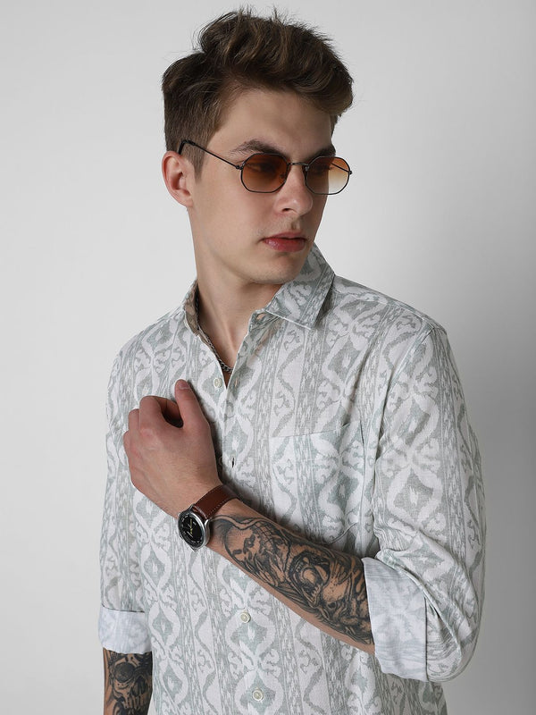 VASTRADO Men Classic Slim Fit Opaque Printed Casual Shirt