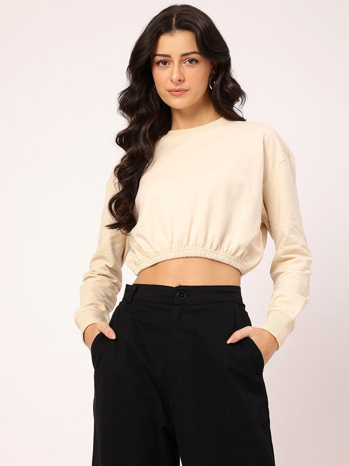 DressBerry Cinched Waist Crop pullover Sweatshirt