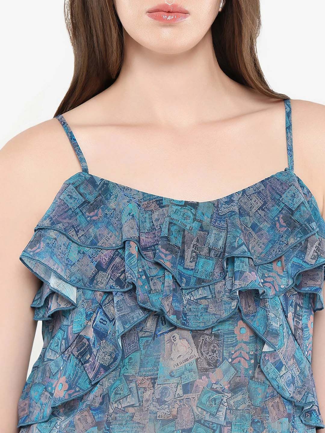 RAREISM Women Abstract Printed Shoulder Straps Top