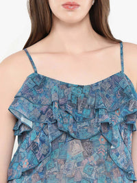 RAREISM Women Abstract Printed Shoulder Straps Top