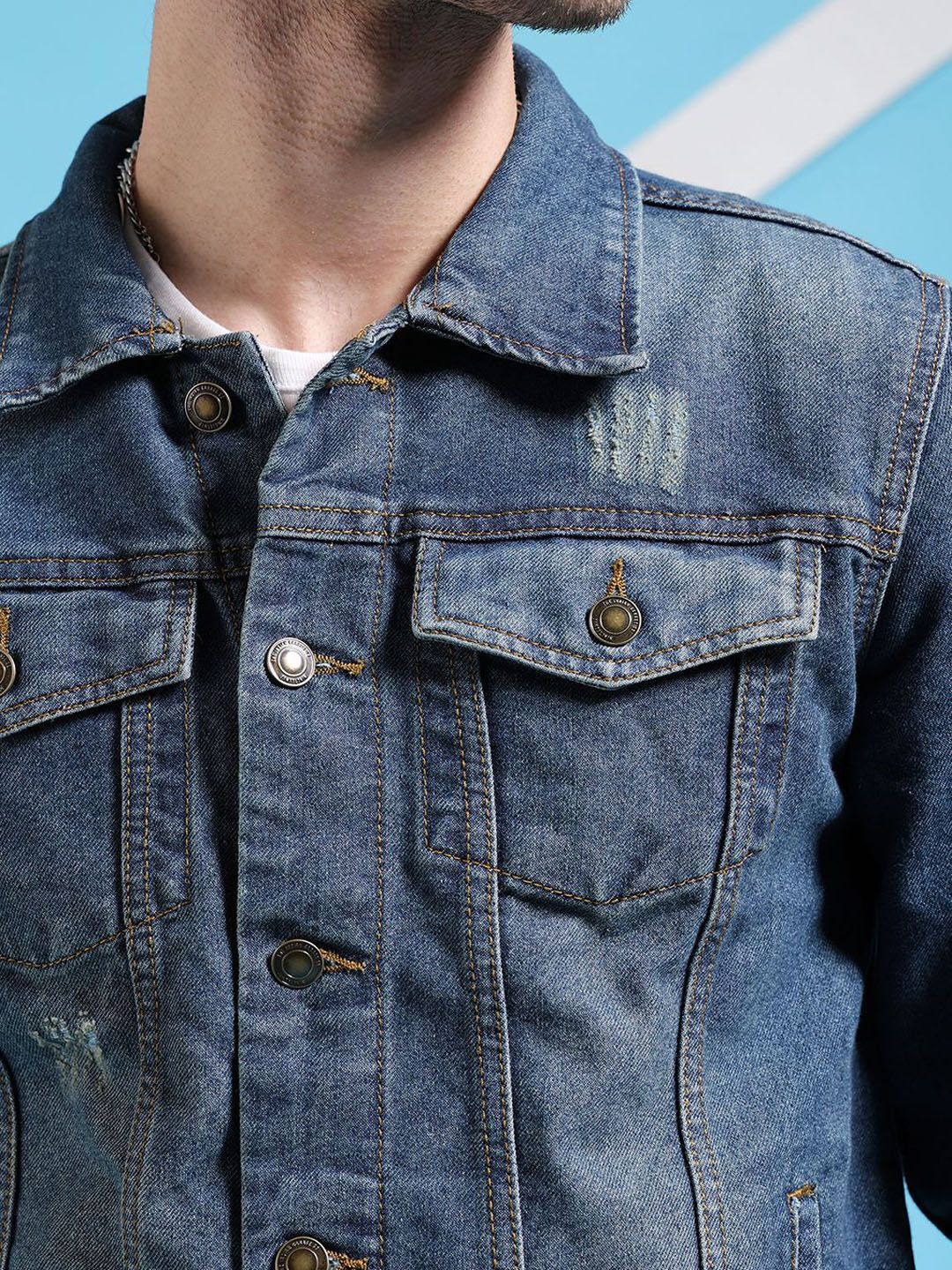 The Indian Garage Co Men Slim Fit Denim Trucker Jacket