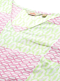 Anouk Geometric Print V-Neck Pure Cotton Straight Kurta