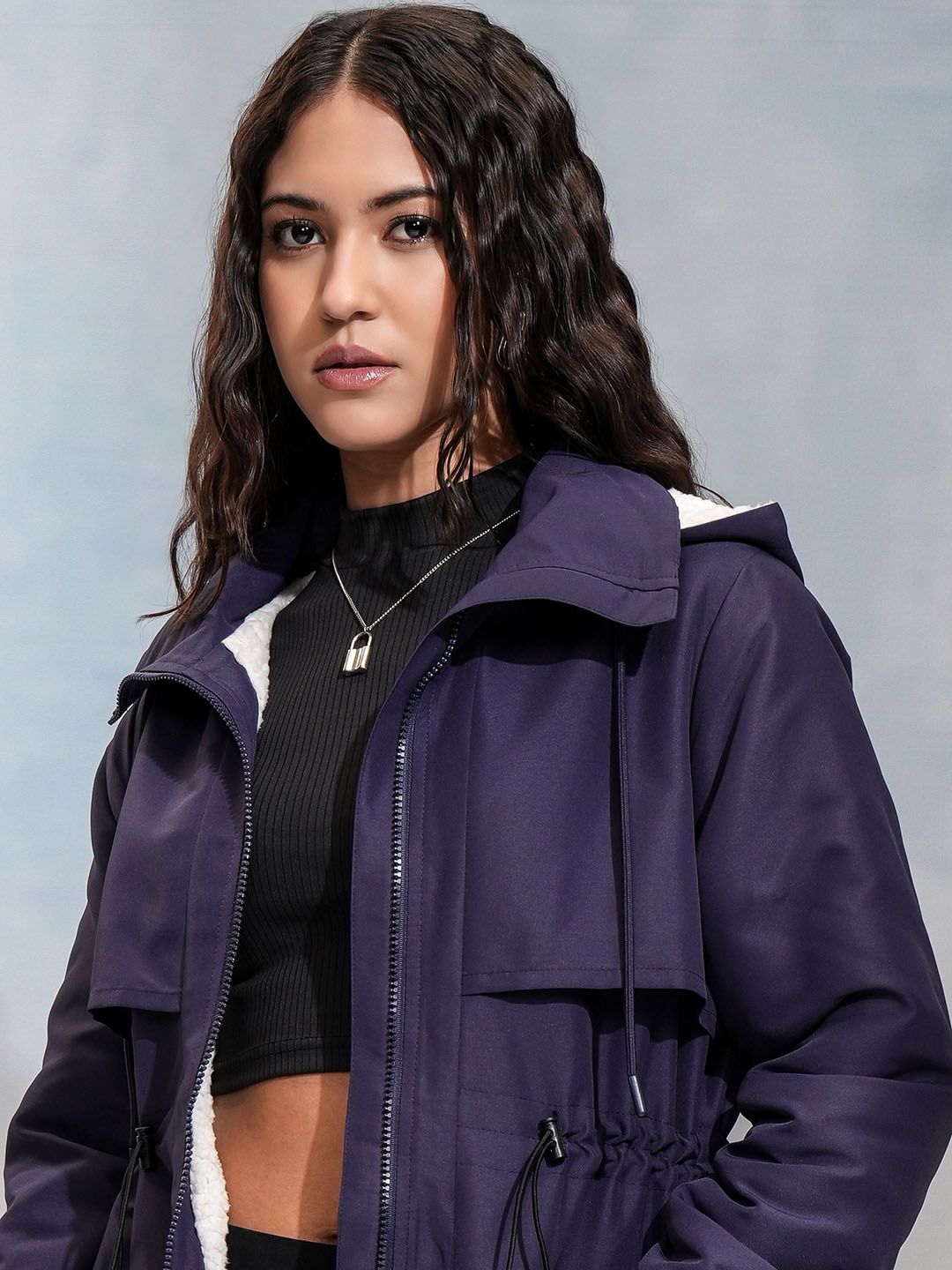 Tokyo Talkies Women Solid Hooded Parka Jacket