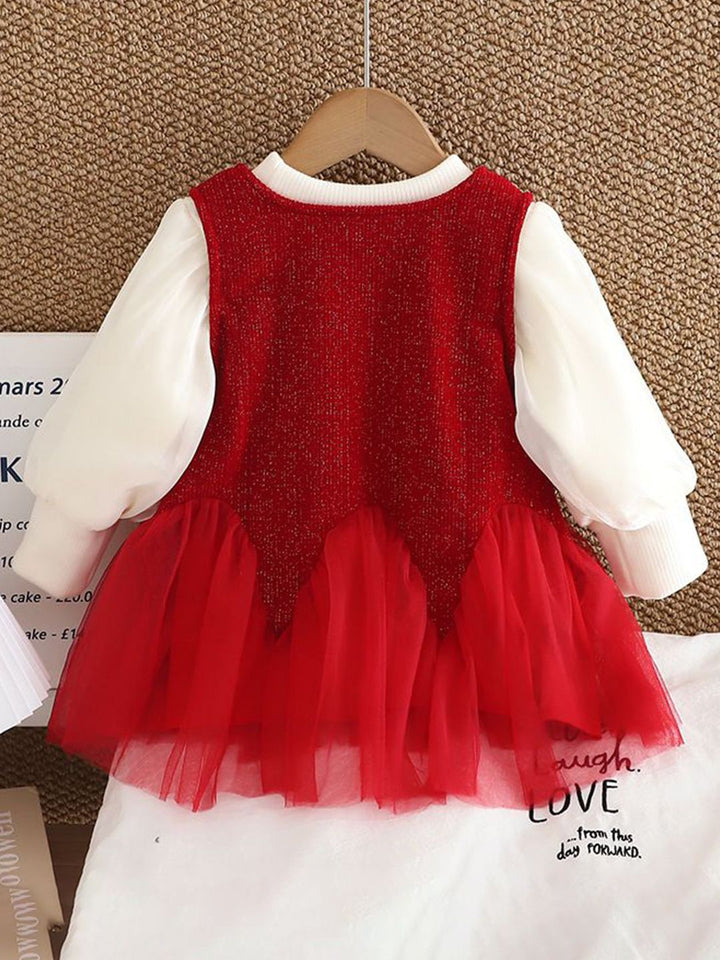 YK Girls Round Neck Fit & Flare Dress