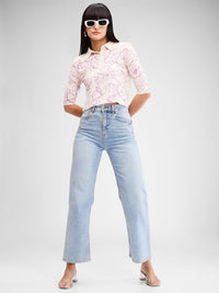 SPYKAR Women Floral Printed Polo Collar Tropical Slim Fit T-shirt