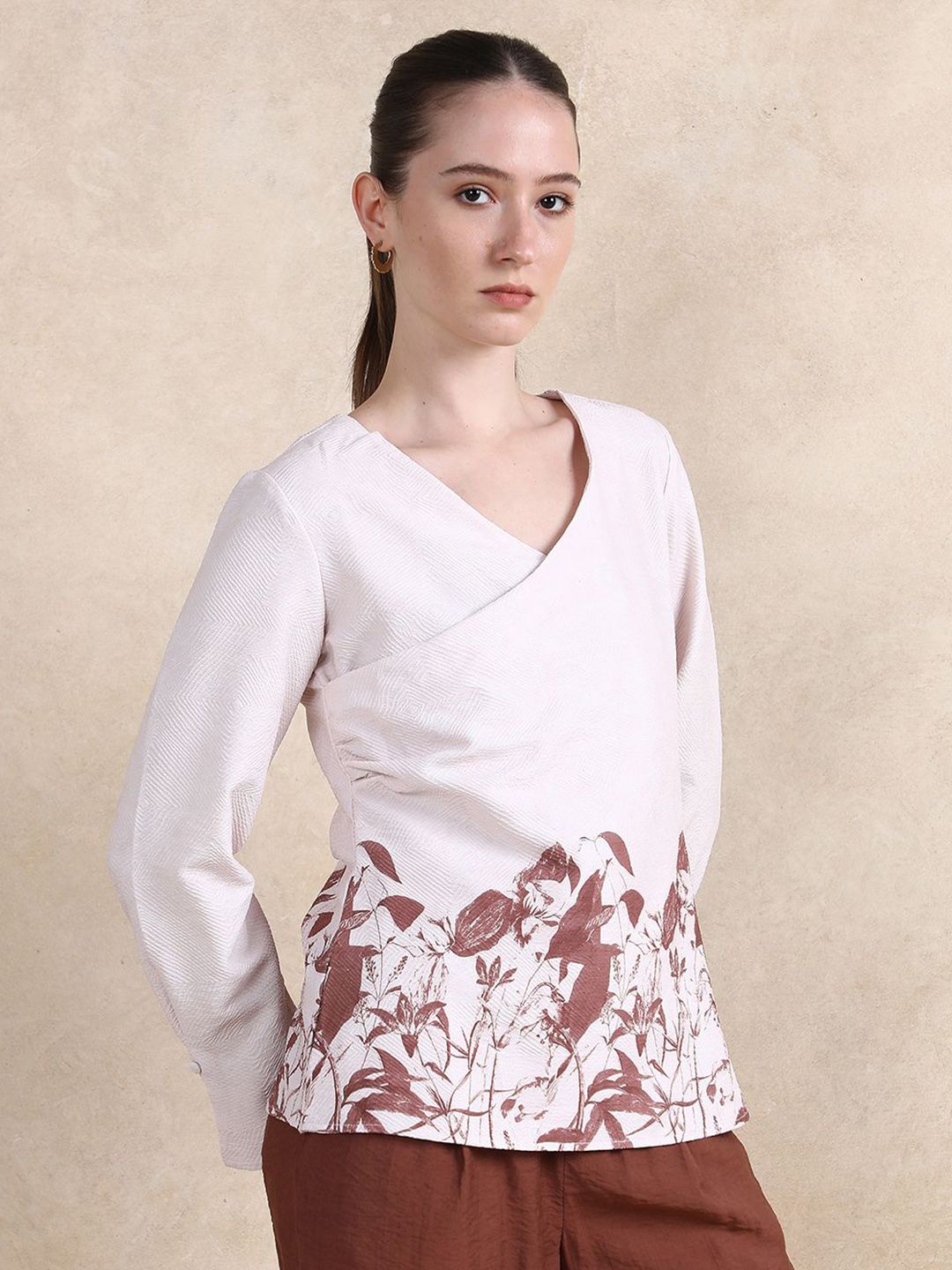 Rareism Floral Print Cotton Top