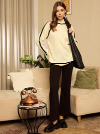 Berrylush Women Ribbed High Neck Pullover