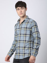 VASTRADO Men Classic Fit Spread Collar Tartan Checked Cotton Casual Shirt