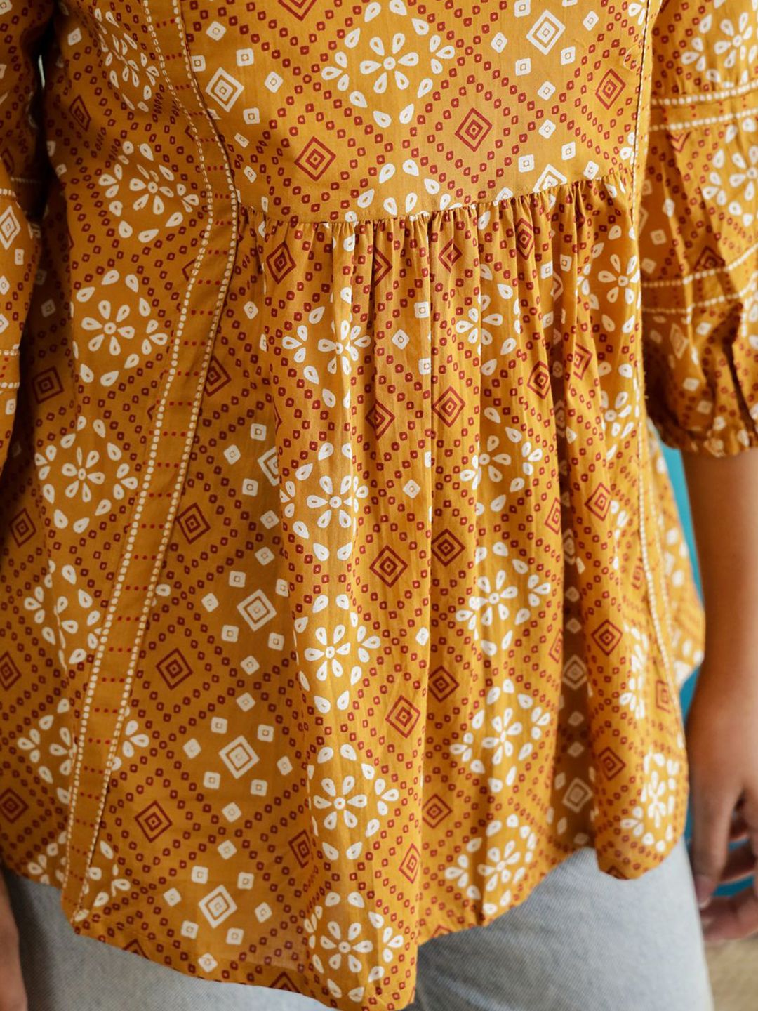 Sanskrutihomes wanita motif etnik dicetak kapas atas