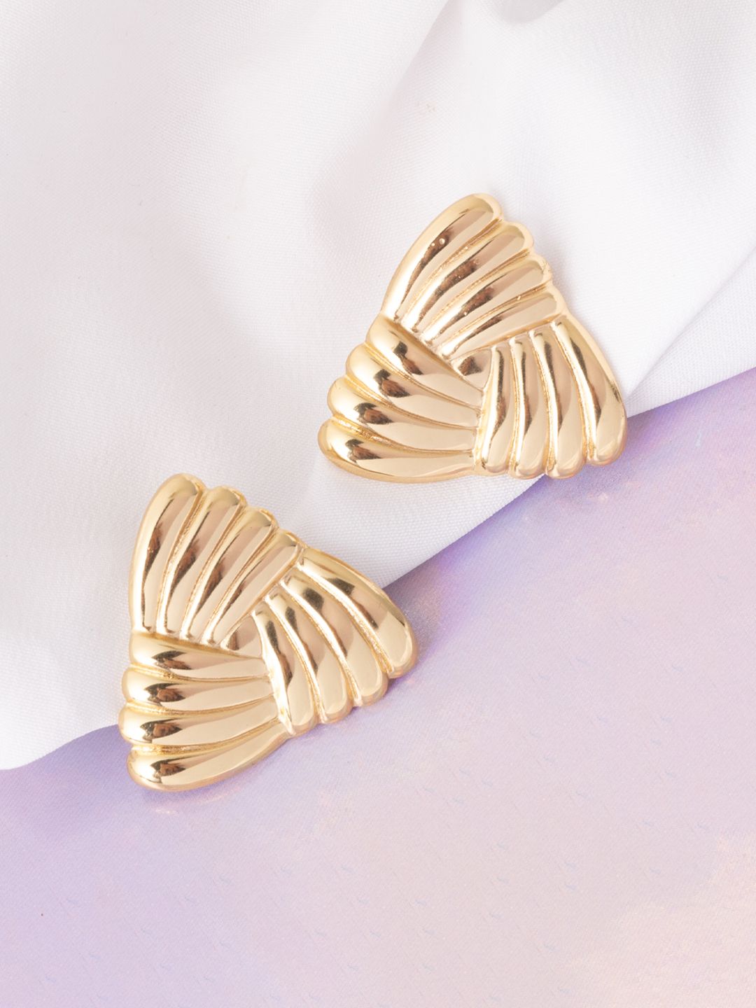 VOGUE PANASH Stainless Steel 18K Gold Plated Contemporary Drop Studs