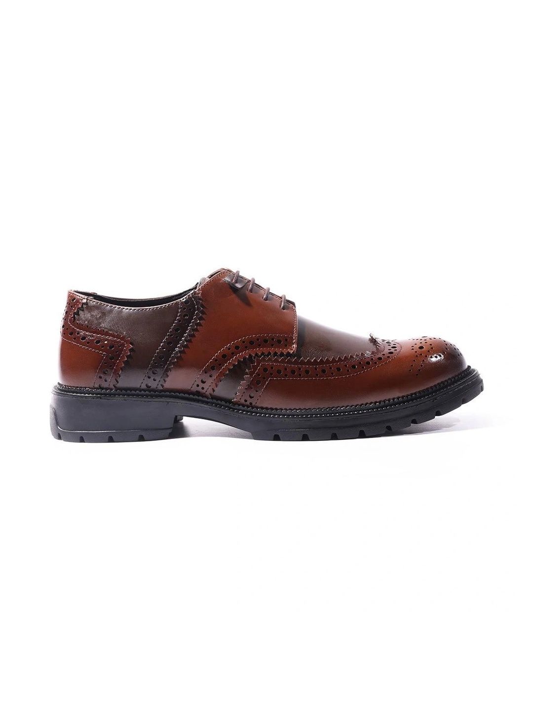 MONKSTORY Brown & Tan Atelier 1900 Wingtip Bicolor Lace-Ups Brogue