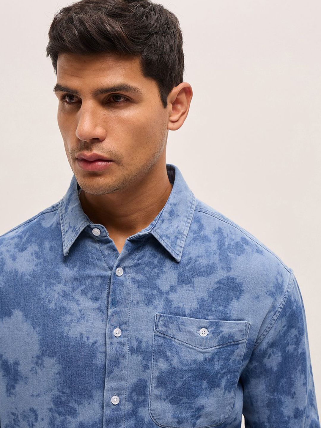 THE BEAR HOUSE Relaxed Fit Dyed Effect Casual Shirt