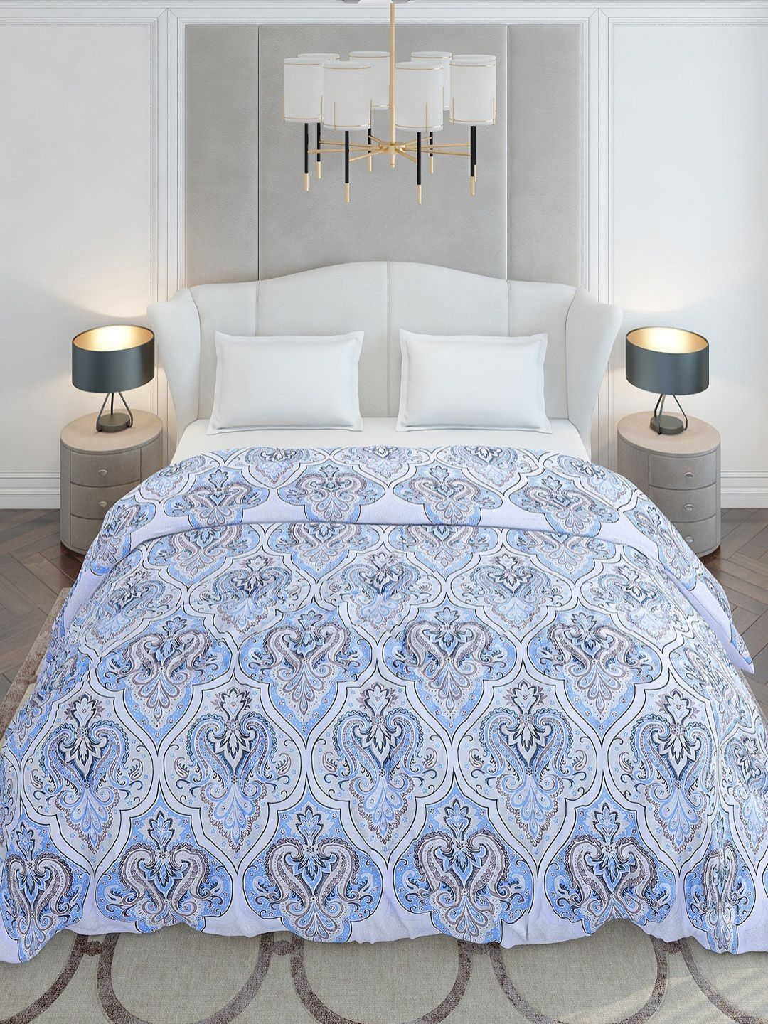 Monte Carlo Blue & White Floral Mild Winter 210 GSM Double Bed Duvet