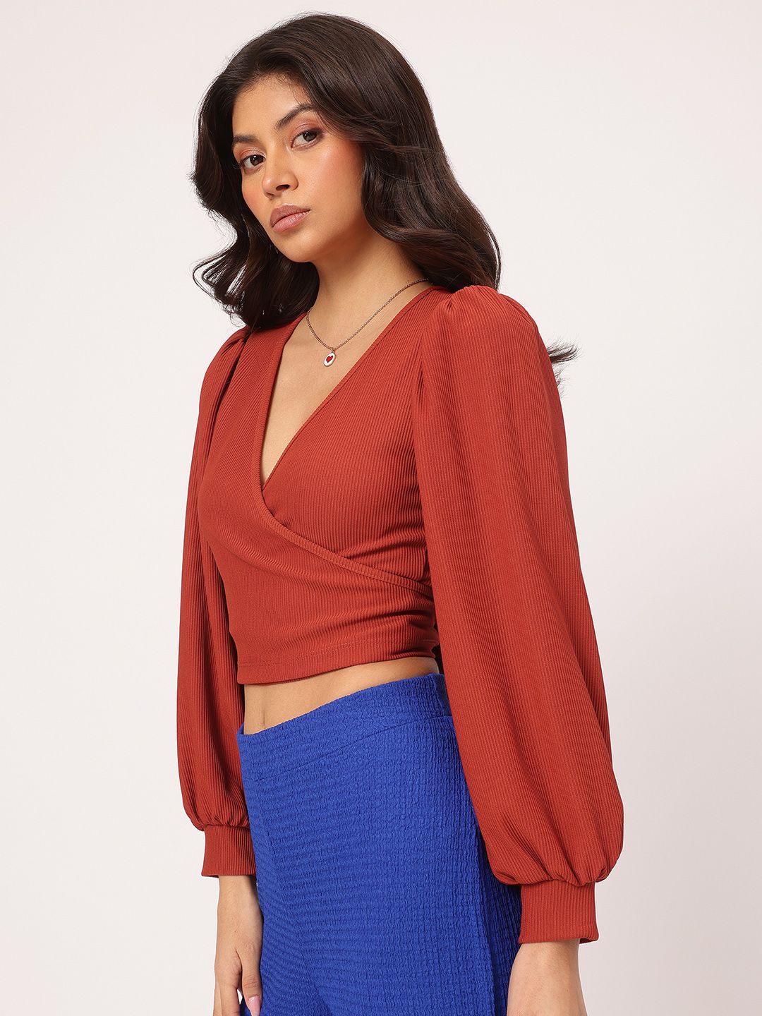 DressBerry Urban Wrap-Up Ribbed Crop Top