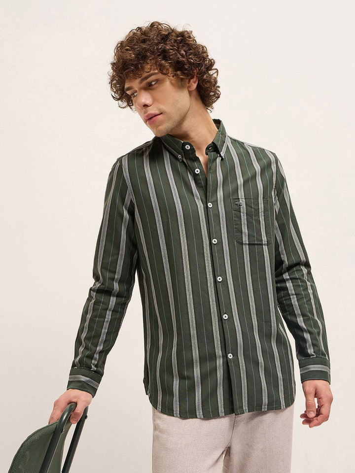 THE BEAR HOUSE Men Slim Fit Opaque Striped Casual Shirt