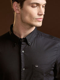 THE BEAR HOUSE Men Slim Fit Button-Down Collar Solid Cotton Formal Shirt