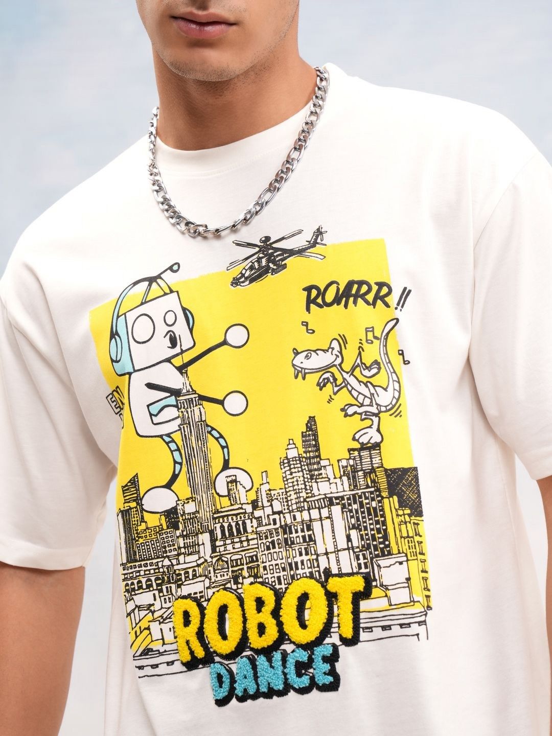 HIGHLANDER Men Graphic Printed Round Neck Cotton Relaxed Fit T-shirt