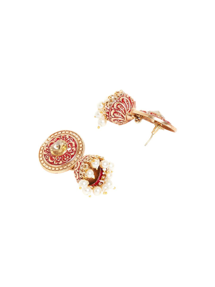 Anouk Gold Plated Cubic Zirconia Studded Dome Shaped Jhumkas