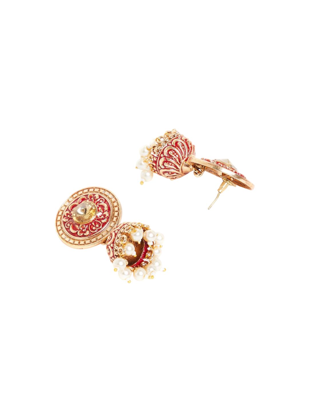 Anouk Gold Plated Cubic Zirconia Studded Dome Shaped Jhumkas