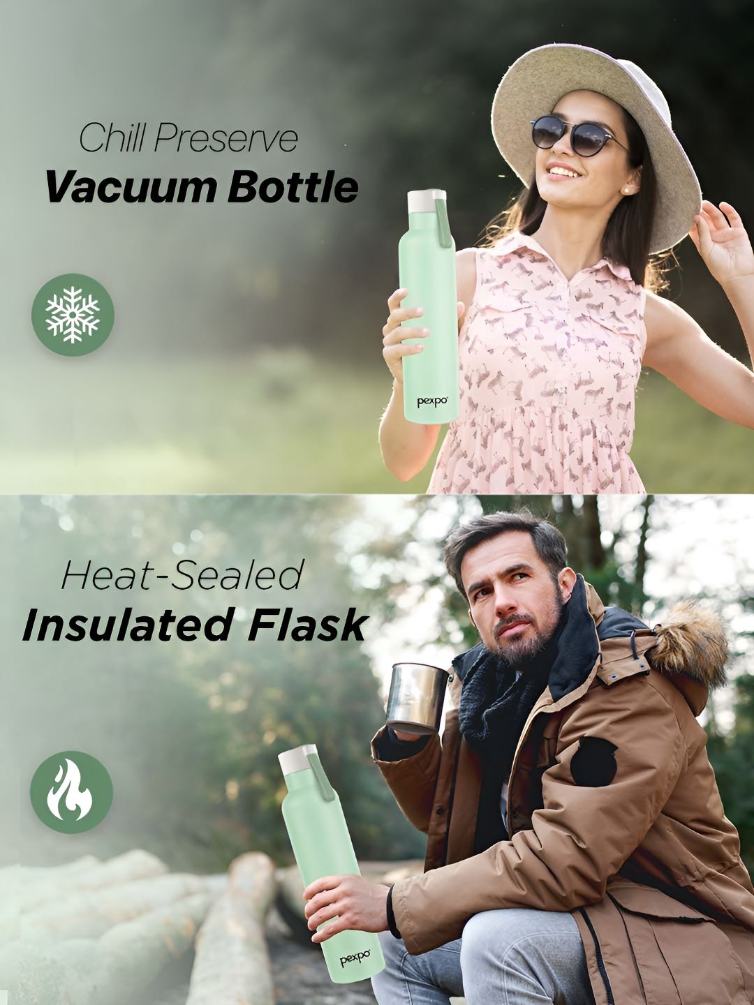 Pexpo Oslo Sea Green ISI Certified Thermosteel Hot Flask Insulated Water Bottle 1000ml